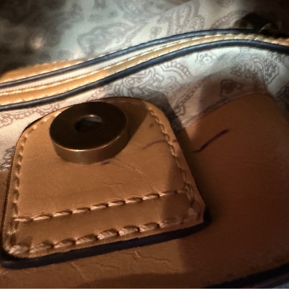 Simply Noelle Small Tan or Light Brown Faux Leather Double Handle Handbag - Picture 14 of 16
